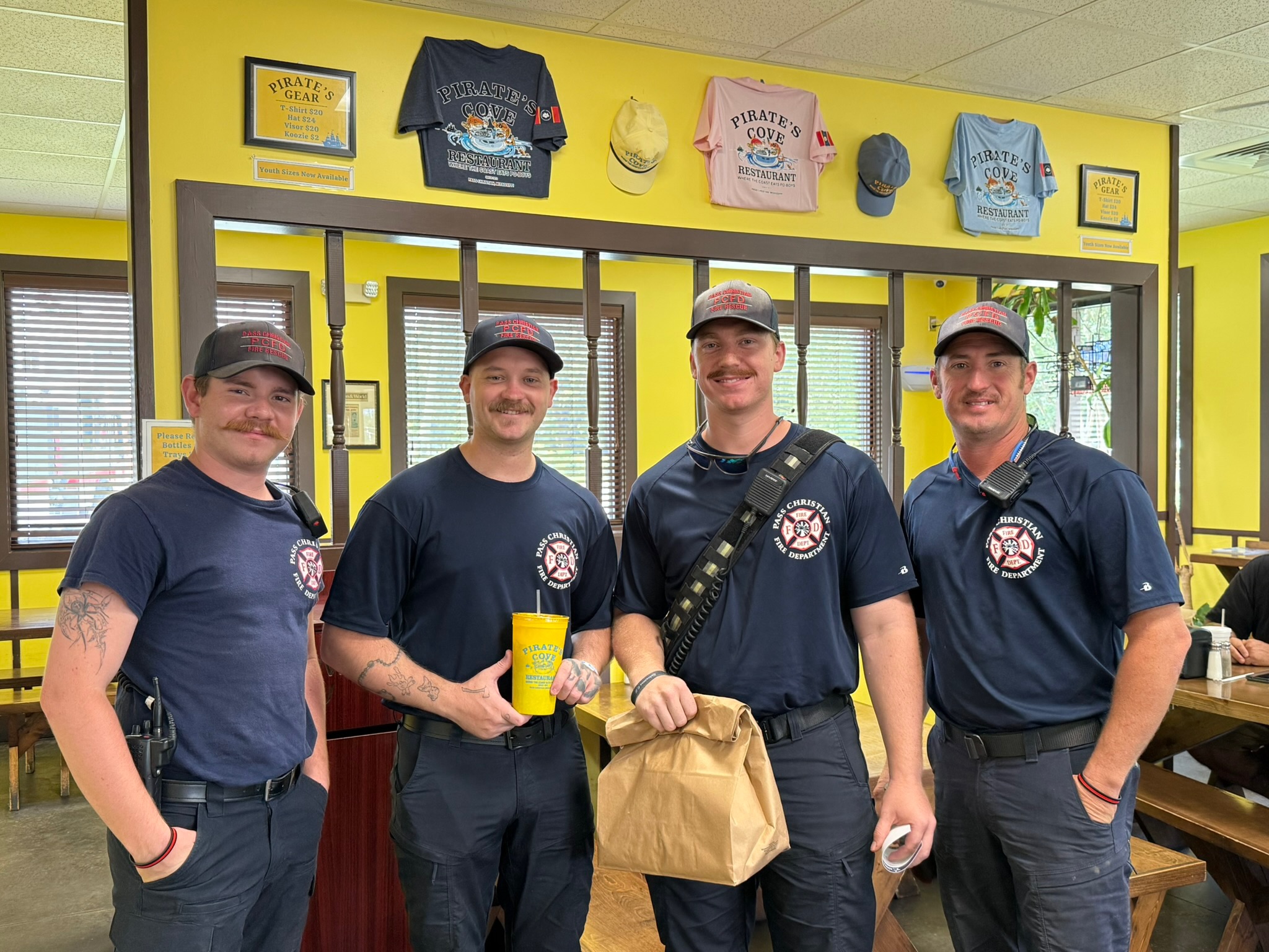 Pass Christian Fire Department picking up lunch at Pirate's Cove